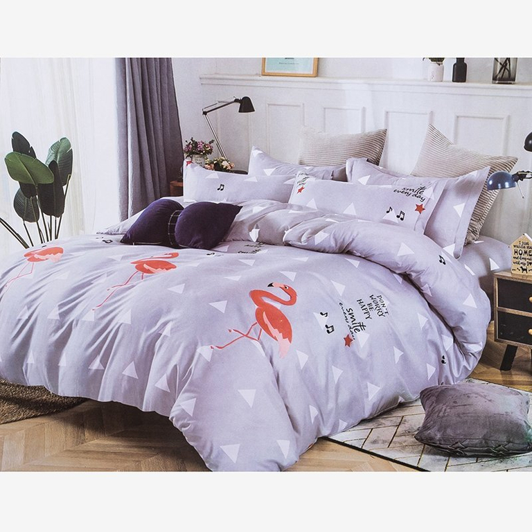 Постельное белье с фламинго 160х200, комплект из 3 частей