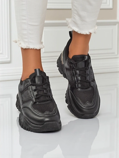 Arete Nero women's flat eco-leather sneakers
