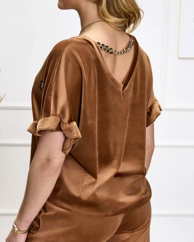 Женский коричневый спортивный комплект с украшениями - Одежда