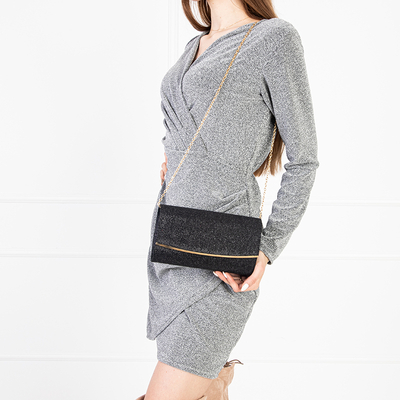 Черный женский клатч с блестками