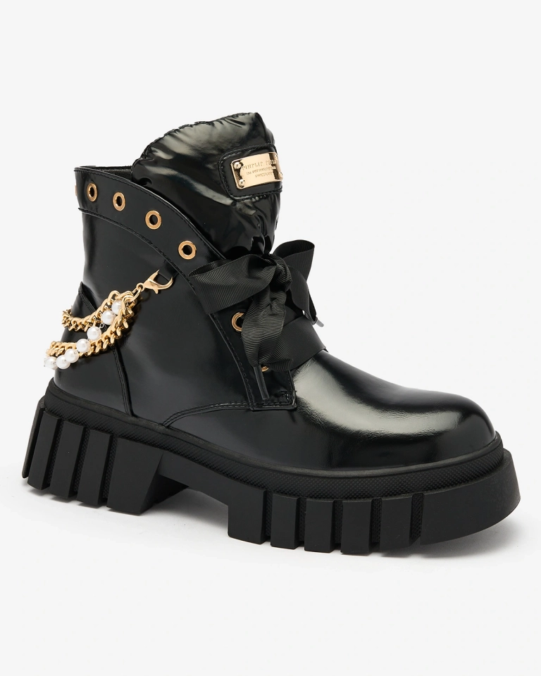 Royalfashion Женские утепленные ботинки черного цвета Dahaff