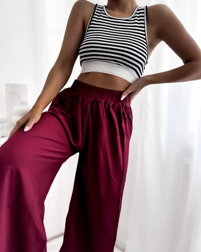 Royalfashion Бордовые женские брюки-кюлоты 7/8
