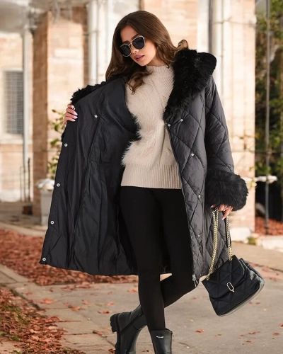 Женский стеганный зимний пуховик Royalfashion