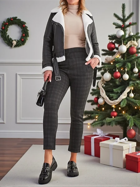 "Royalfashion" Pašiltintos moteriškos tegings kelnės PLUS SIZE