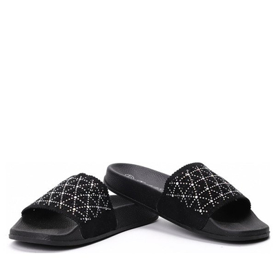 Czarne klapki z cyrkoniami Bailey - Obuwie