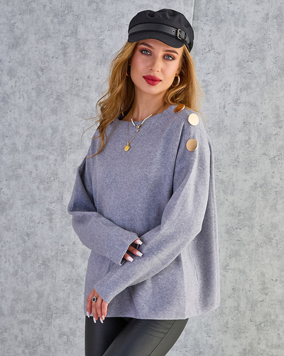 Royalfashion Тонкий женский свитер с украшениями на плечах