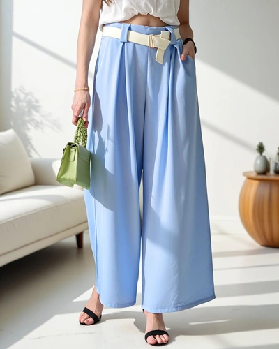 Royalfashion Plati moterų kelnės su diržu