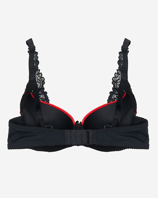 Raudona moteriška liemenėlė su juodais nėriniais - Apatiniai drabužiai