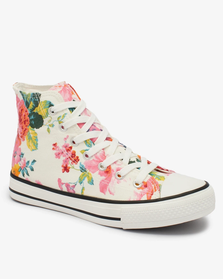 Royalfashion Женские высокие белые кроссовки с цветочным принтом Fahenna