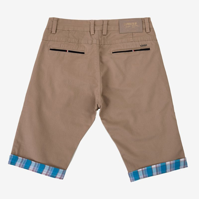 Бежевые мужские шорты с голубыми вставками