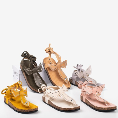 Jasnobrązowe sandały japonki wiązane Celione - Obuwie