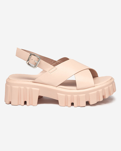 OUTLET Šviesiai rožinės spalvos moteriškos basutės ant masyvaus Otida pado - Avalynė