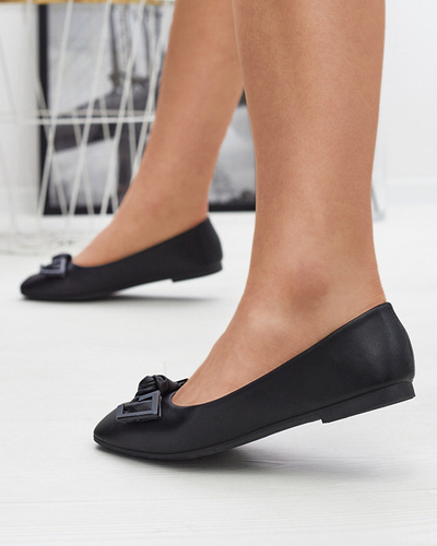 Juodi moteriški balerinai su dekoru ant nosies "Caxien- Footwear"