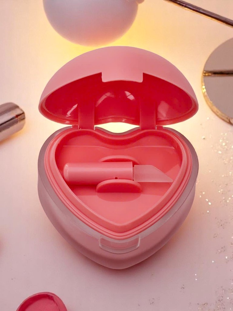 2-in-1 lūpų dažai ir skaistalai širdelės formos indelyje Persikinė Rožė