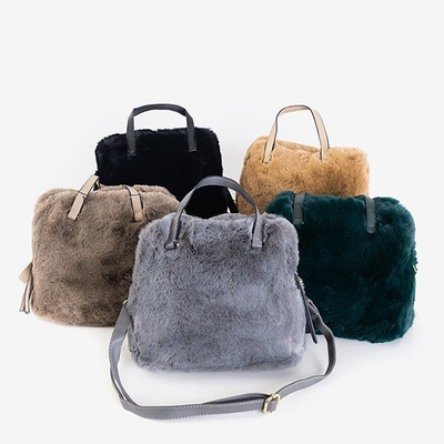 Damska futrzana torebka w kolorze zielonym - Torebki