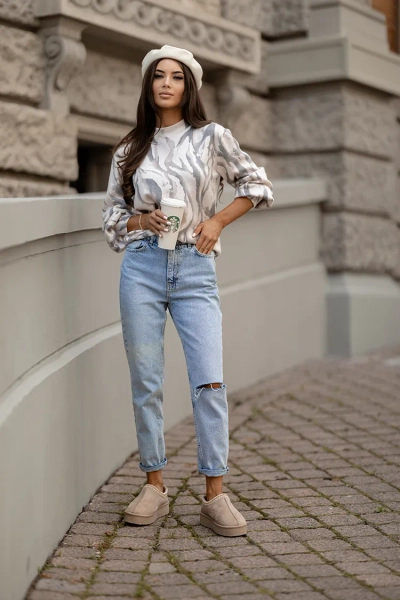 Royalfashion Тонкий женский свитер с принтом