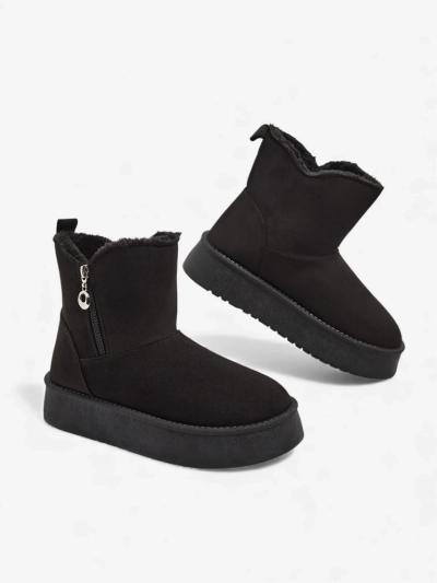 Moteriški aulinukai „Aurora“ juodi iš ekologiškos odos žiemai