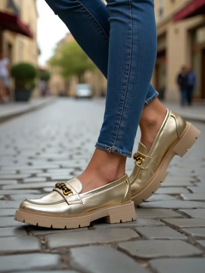 Royalfashion Женские мокасины с золотым покрытием Goldlove