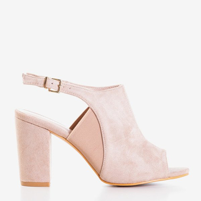 Pudrowe sandały na wysokim słupku Bartom - Obuwie