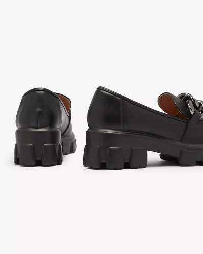 Женские мокасины из экокожи черного цвета с орнаментом Bovano- Footwear