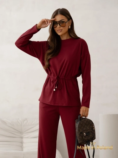 Royalfashion Хлопковый женский комплект в стиле трикотажа в рубчик
