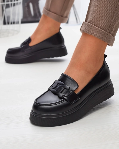 Черные мокасины с цепочкой Stimla - Обувь