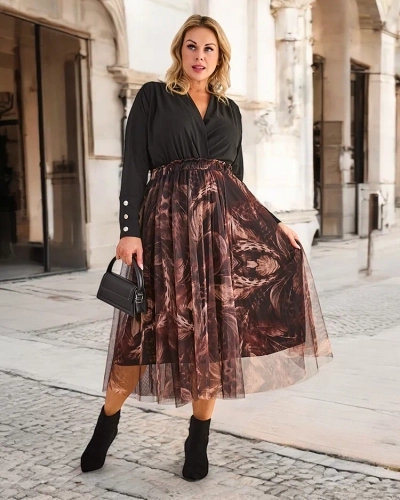 Karališkoji mada Moteriškas dviejų sluoksnių mados sijonas