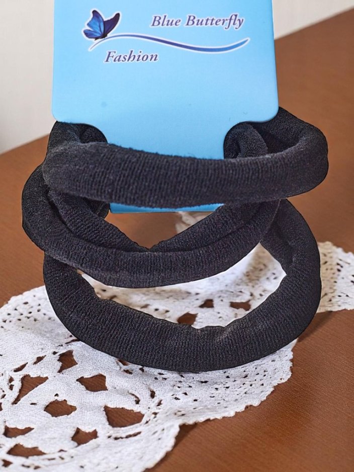 Royalfashion 3 juodų plaukų gumyčių rinkinys Nero