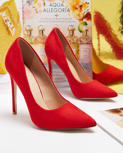 OUTLET Классические женские туфли на шпильке с заостренным носком красного цвета Alpiex- Footwear