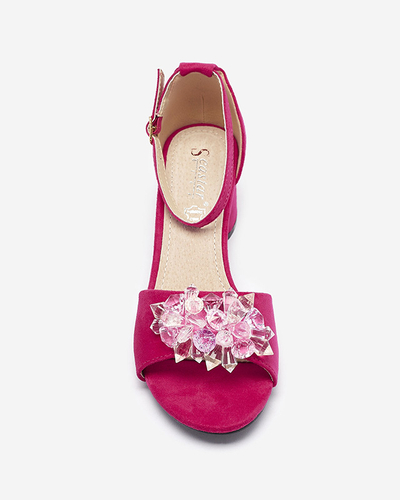 Фуксия женские сандалии на заднике с декоративными кристаллами Cerosso- Footwear