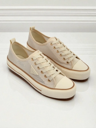 Aurelia Beige - damskie tenisówki na płaskiej podeszwie 3 cm