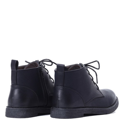 Czarne sznurowane botki - Obuwie