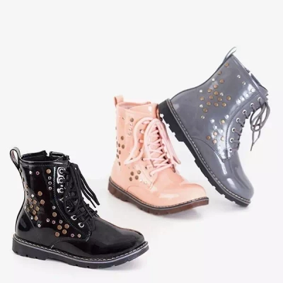 Czarne dziecięce lakierowane workery Isibeal - Obuwie