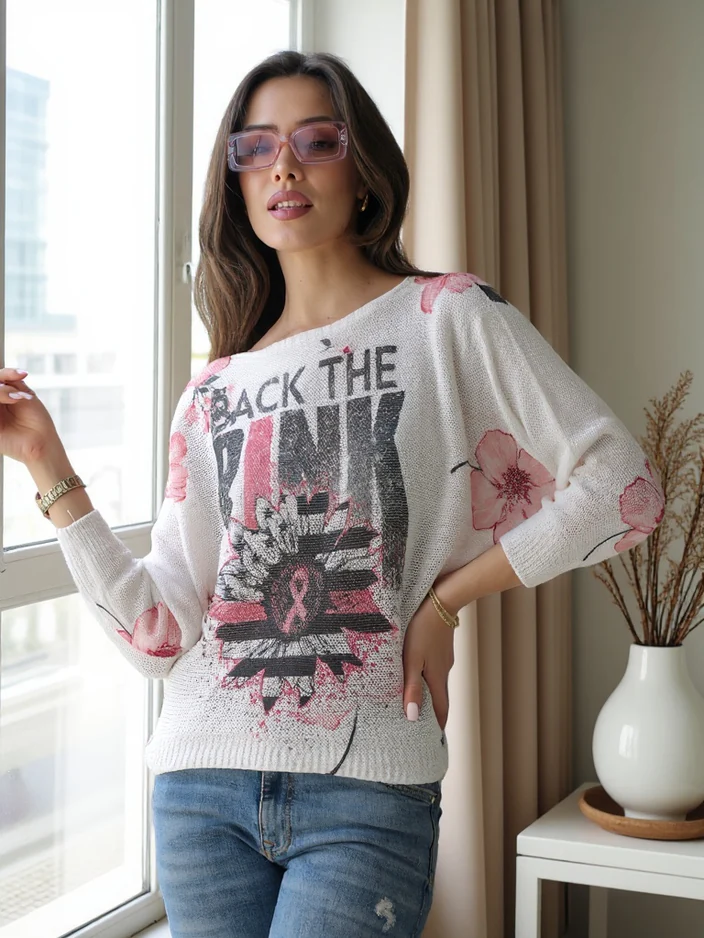 Royalfashion Тонкий женский свитер с принтом