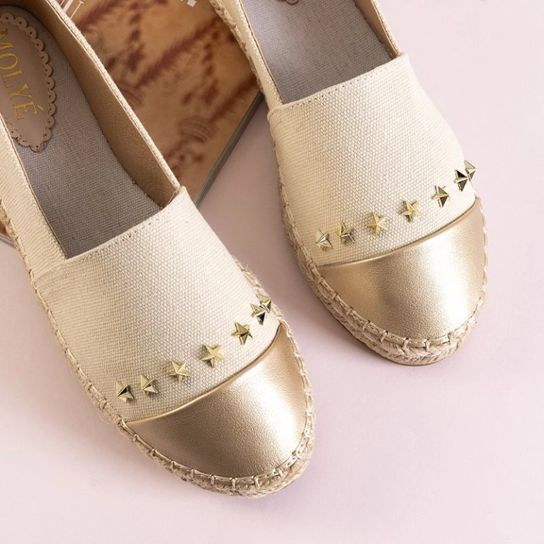 OUTLET Moteriškos smėlio spalvos espadrilės su žvaigždutėmis Fraus - Avalynė
