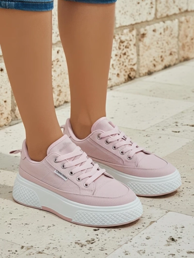 Aurora Rosa - Moteriški Rožiniai Sportbačiai Platforma Audinys Pavasaris/Vasara/Ruduo