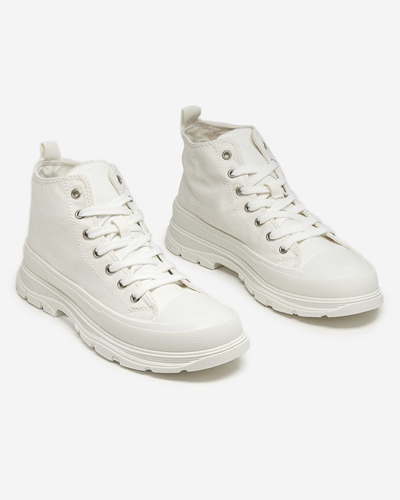 Белые женские высокие кеды Alostino