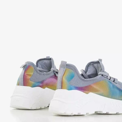 OUTLET Женские кроссовки серого цвета с разноцветной вставкой Isis - Обувь