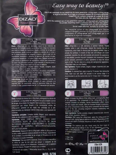 DIZAO - Serumas ir kaukės rinkinys su auksu 6g+36g x 10vnt