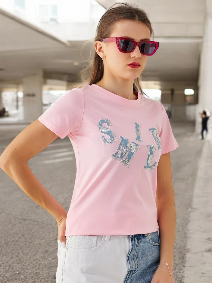 Женская блуза Royalfashion из хлопка с надписью