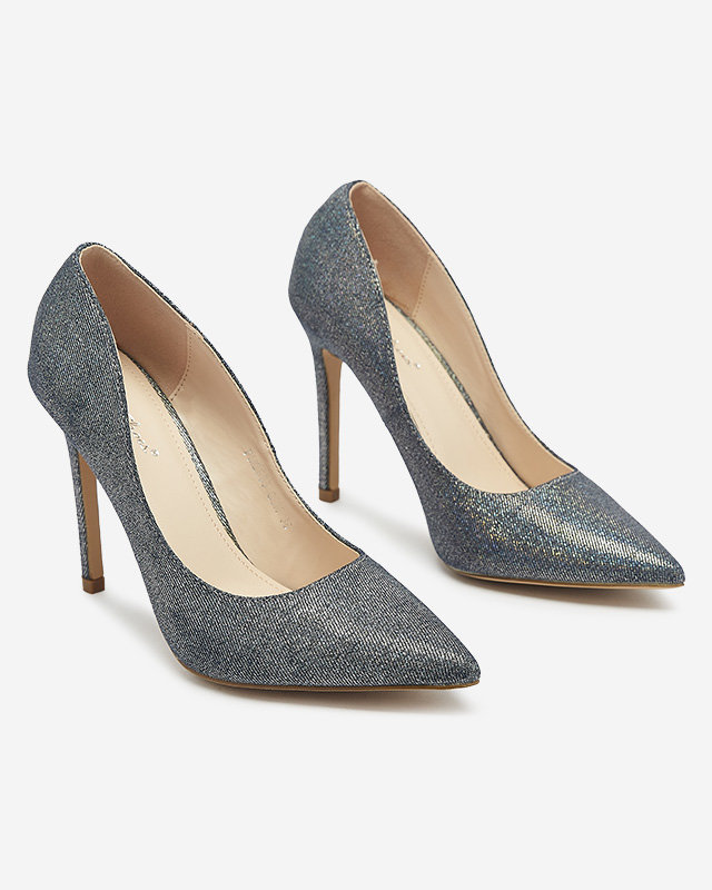 Графитовые голографические женские туфли на шпильке Soddo- Footwear