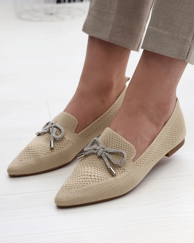 Royalfashion Бежевые женские тканевые балеринки Faqsa