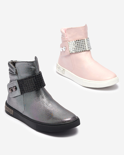 Блестящие девичьи сапоги серебристого цвета Faalasi - Обувь