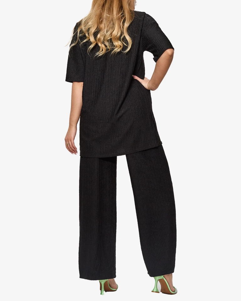 Женский ребристый комплект черного цвета - Одежда