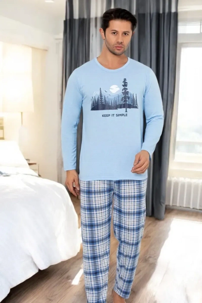 Royalfashion vyrų medvilniniai languoti pižamos
