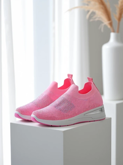 Женские кроссовки на танкетке Royalfashion с стразами Qelavise