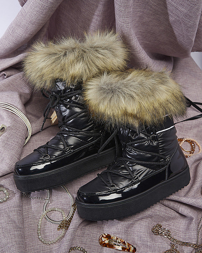 Черные женские лакированные сапоги-снегоступы Luccav- Footwear