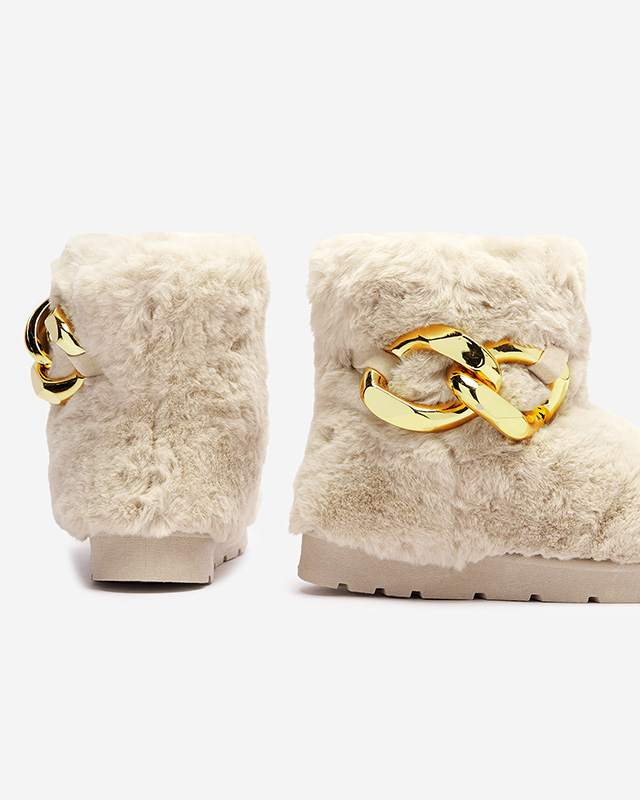 Smėlio spalvos moteriški sniego batai su kailiu Sattopa- Avalynė