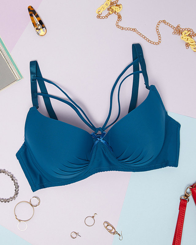 Moteriška paminkštinta liemenėlė su turkio spalvos juostelėmis - Apatiniai drabužiai