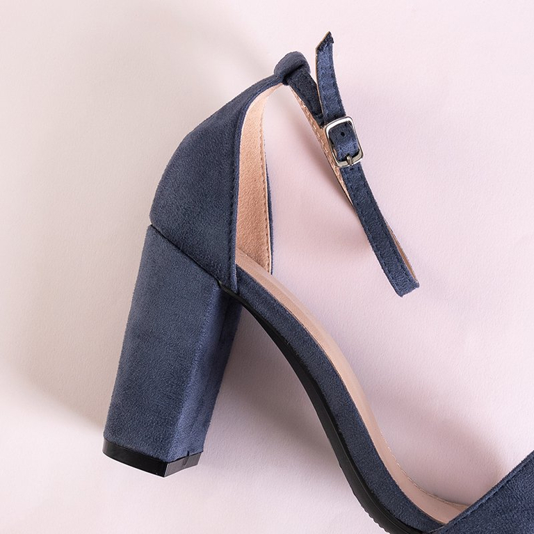 Темно-синие женские босоножки на каблуке Anniet